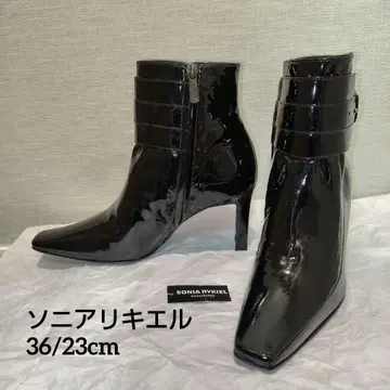 미사용 새상품 소니아 리키엘 블랙 에나멜 부츠 36
