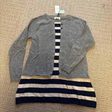 그레이 스트라이프 니트 튜닉