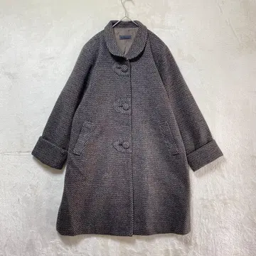 황제/체크 무늬 롱 코트/싸개 버튼 브라운 계열