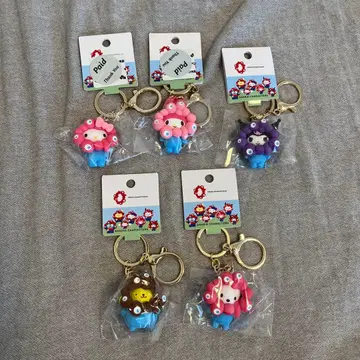 산리오 미야쿠미야쿠 입체 마스코트 컬러 키링 파스텔 5개 세트