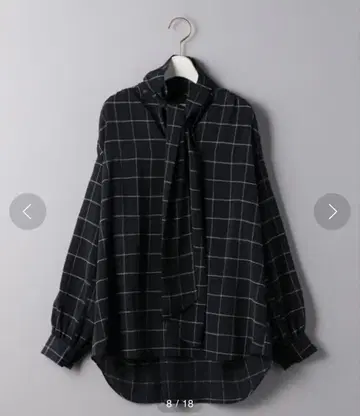 [ 유나이티드 애로우즈 ] 컨디션 최상 워셔블 윈도우페인 보타이 블라우스