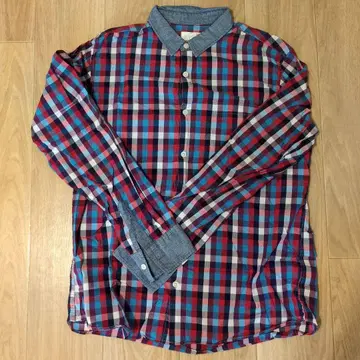 BEAMS 체크 무늬 긴팔 셔츠 남성용 L 사이즈