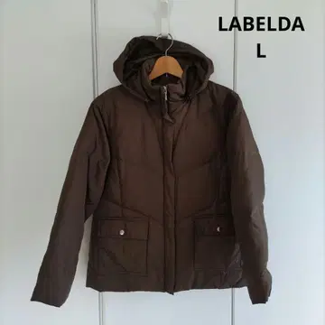 LABELDA 후드 부착 브라운 다운 자켓 13호 포켓 부착