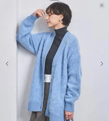 유나이티드 애로우즈 알파카 샤기 가디건 라이트 블루