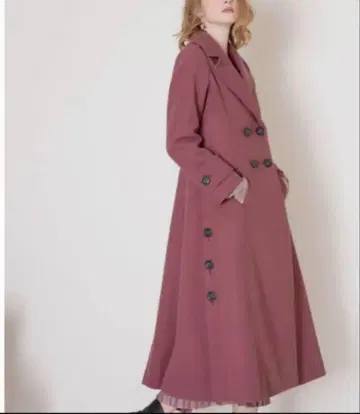 MIELI INVARIANT 하이브리드 플레어 롱 코트 한정 컬러 핑크