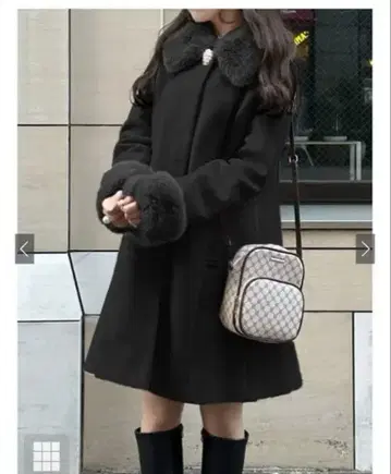 펄 브로치 포함 퍼 플레어 코트 GRL [ ze786 ] 코트