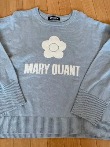 MARY QUANT 스카이블루 니트 스웨터 꽃 모티브 y2k