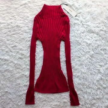 [택 포함 새상품 23AW] 야누크 캐시미어 블렌드 리브 하이넥 니트 F