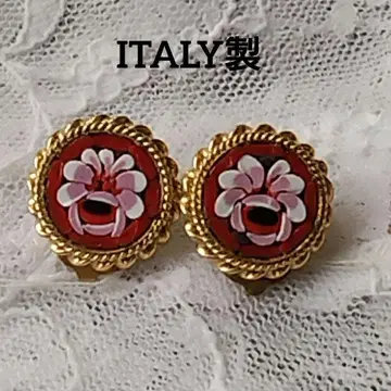 ITALY제 마이크로 모자이크 유리 꽃무늬 귀찌