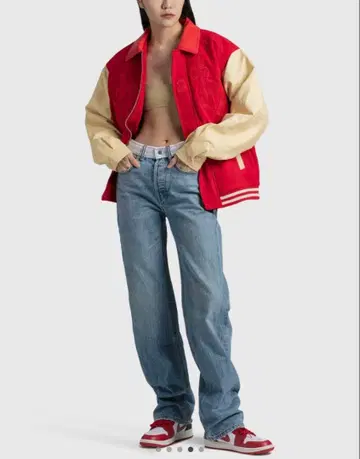 house of sunny 자수 로고 바시티 자켓