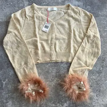 THE VIRGINS 소매 끝 퍼 가디건 베이지