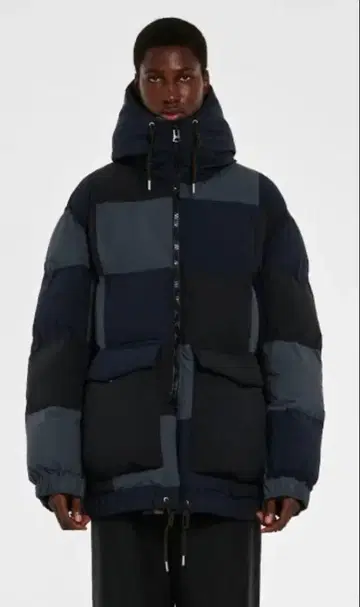 sacai 다운 자켓 패치워크 패디드 블루종