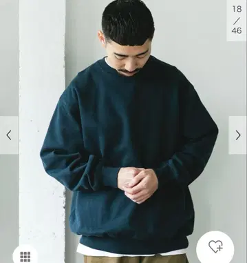 네이비 크루넥 맨투맨 속기모 URBAN RESEACH doors