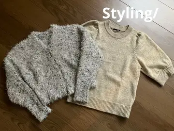 Styling/ 라메 니트 가디건 2개 세트