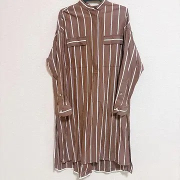 TICCA 티 스퀘어 빅 롱 원피스 스트라이프 밴드 카라