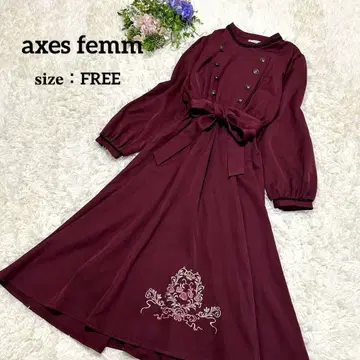 [ 새상품급 ] axes femme 자수 원피스 플라워 자수 단추 원피스