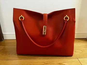 하마노 가죽 공예 그레이스 딜라이트 토트 오렌지 x 골드 금장 장식