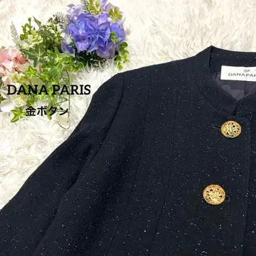 DANA PARIS 노카라 자켓 9 블랙 x 라메 골드 버튼 y2k