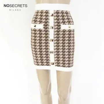새상품 노시크릿 니트 스커트 40 ESK744 M 사이즈 하운드투스 패턴