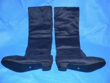 새상품급 네이비 스웨이드 롱 부츠 낮은 힐 사이즈 43호 26.5cm