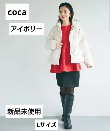 미사용 새상품 coca 개더 충전솜 아우터 아이보리 L 사이즈
