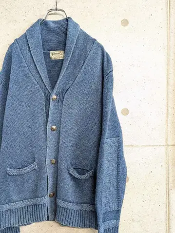 HOUSTON 인디고 코튼 가디건 L 숄카라 콘초