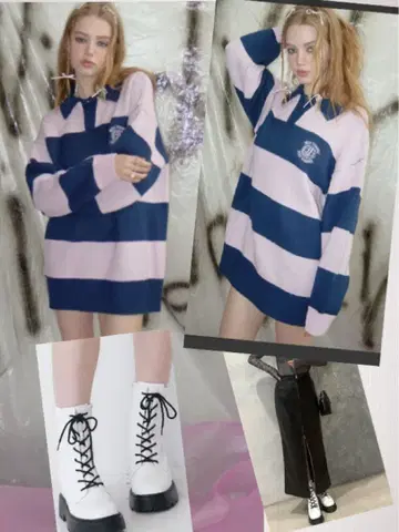 [ 미사용 새상품 EVRIS ] 보더 니트, 부츠 묶음 판매 !!