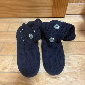 블랙 니트 스타일 롱 부츠