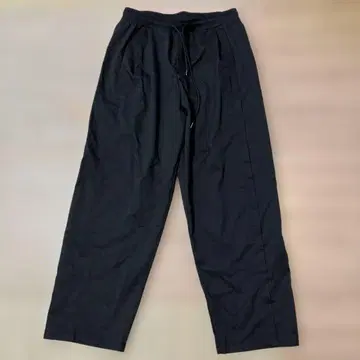 블랙 와이드 팬츠 허리밴딩