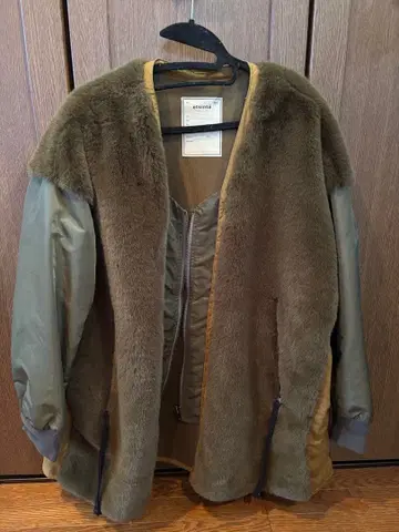 etsint 올리브 인조 모피 자켓 ONE