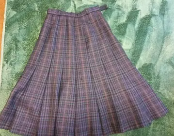 세피나 플리츠 스커트 보라색 계열 체크