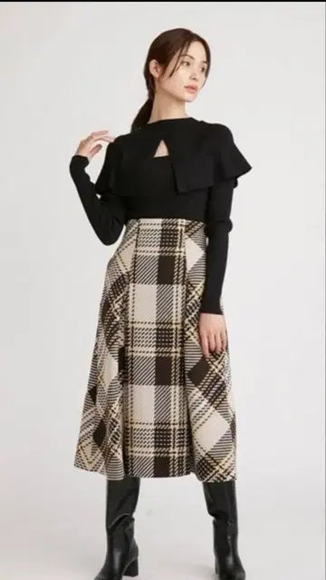 SNIDEL 로빙 체크 스커트(BEG) 사이즈 1