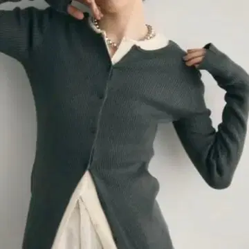 Trish 2WAY 리브 크루넥 가디건 TODAYFUL