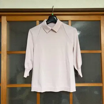 DANAPARIS 옅은 핑크 7부 소매 블라우스 여름 니트