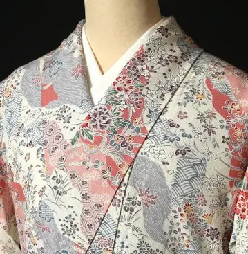 7706 작은 꽃 문양 형염색 순수 실크 코몬 미사용