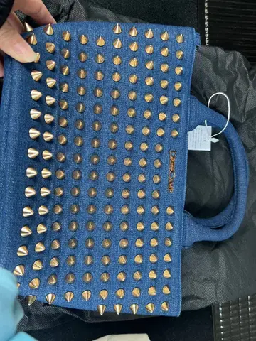 데님 블루 스터드 토트백