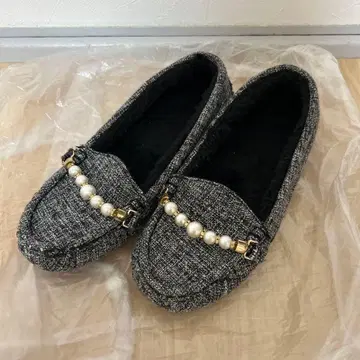 새상품급 S 트위드 따뜻한 펌프스 신발 펄 결혼식 파티 겨울