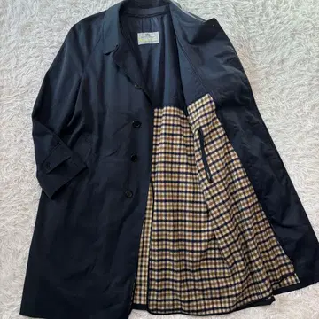 최고급 XL 아쿠아 스큐텀 스텐카라 코트 라이너 체크 다크 네이비