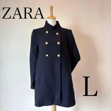 [ 새상품급 ] ZARA 더블 브레스트 코트 하이넥 골드 버튼 피코트 L