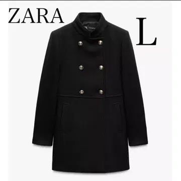 [ 새상품급 ] ZARA 더블 브레스트 코트 하이넥 골드 버튼 피코트 L