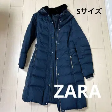 [ 새상품급 ] ZARA BASIC 후드 부착 롱 코트 S 네이비