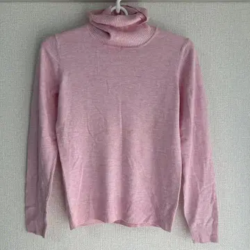 유니클로 터틀넥 니트 스웨터 긴팔 핑크 허벅지색 S