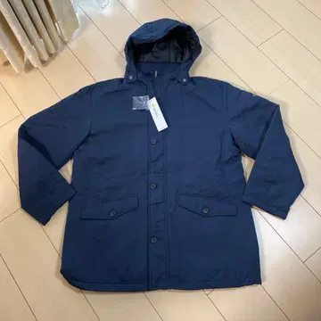 네이비 후드 부착 나일론 충전솜 자켓 미사용