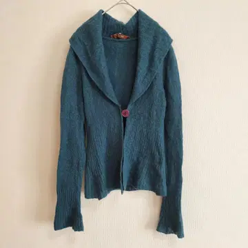 i BLUES 숄카라 니트 S 블루 가디건 원버튼