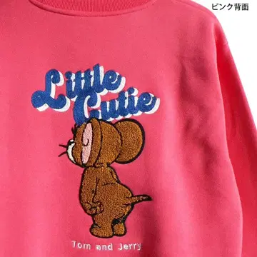 톰과 제리 트레이닝복 속기모 상료 자수 백 프린트 엉덩이 M 핑크