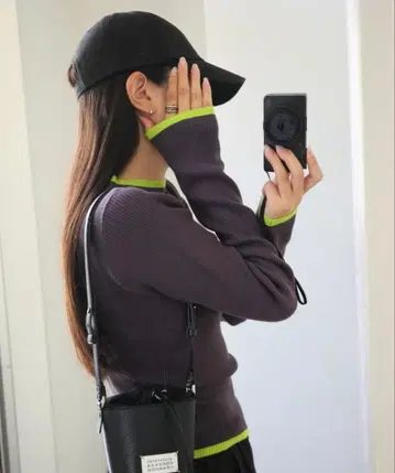 배색 디자인 리브 니트