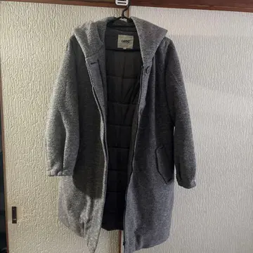 OZOC 후드 부착 그레이 롱 코트