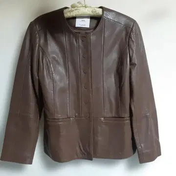 브라운 라무 양가죽 노카라 자켓 천연 가죽 브라운 자켓