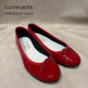 CATWORTH 컷와스 에나멜 발레 슈즈 레드 사이즈 4