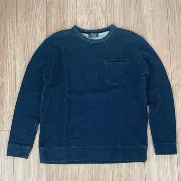 타블로이드 뉴스 울 혼방 맨투맨 네이비/사이즈 M